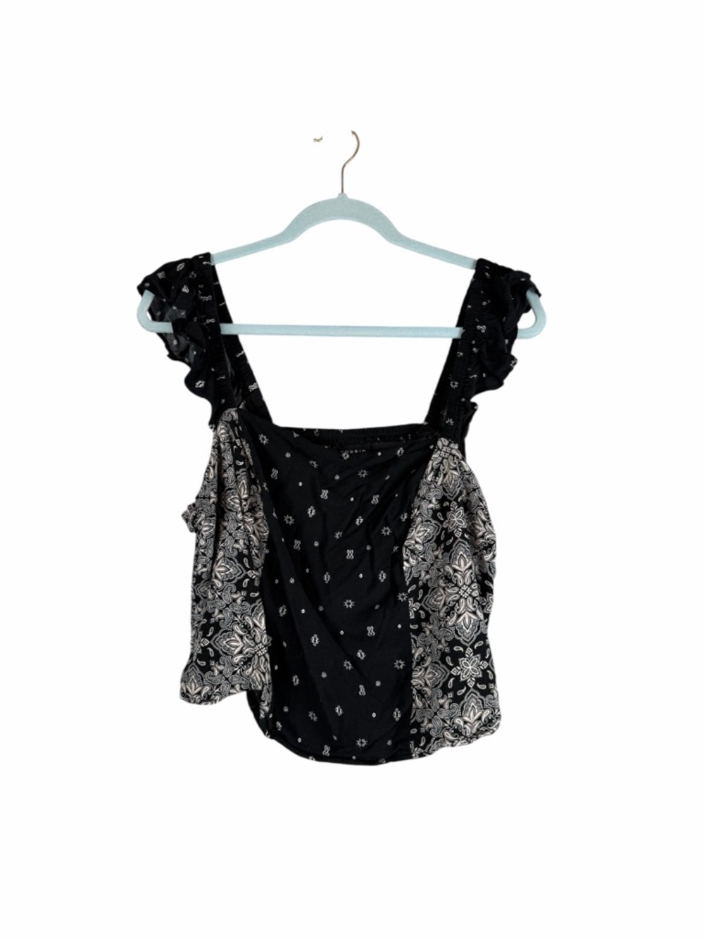 Torrid Black Bandana Print Ruffle Strap Corset Tank Top Size 1X